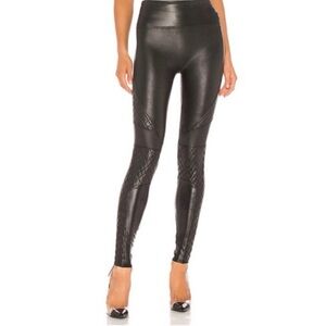 NWOT SPANX black leather quilted leggings small $99